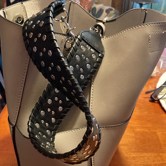 Tote. CO LAB Leather Hobo roomy tote with studded strap - Picture 6 of 11